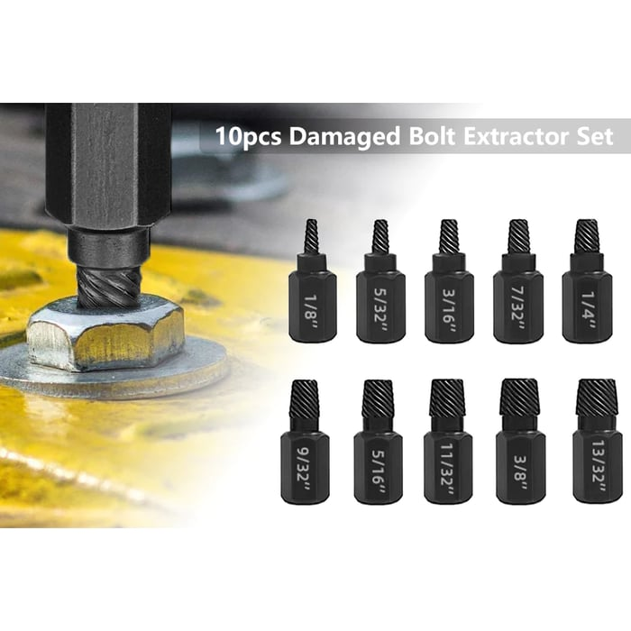 10Pcs Screw Extractor Kit Alloy Steel Damaged Screw Remover Metal