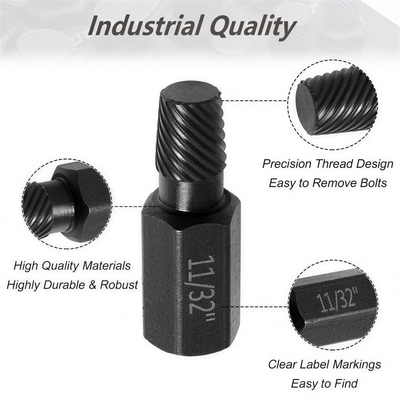 Extractor bit detail with hardened steel body