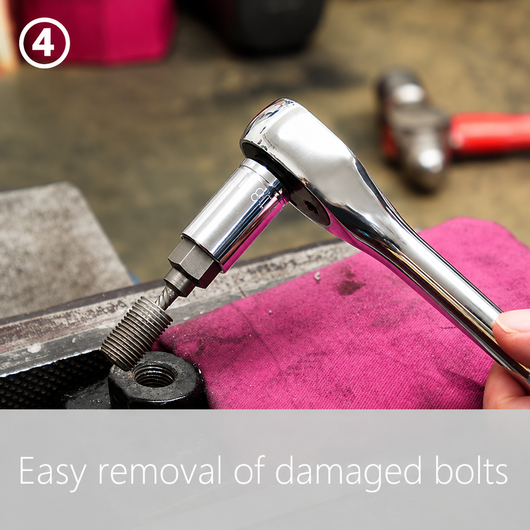 Step 4: the broken bolt backed out of the hole on the extractor, threads intact