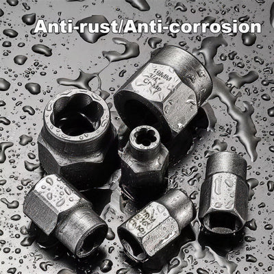 The 1/4 inch hex adapter fitted into a drill chuck, converting to 3/8 inch square drive